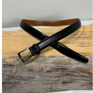 Trafalgar Cortina Mens 38 Black LeatherY2K Dress Belt Brass Buckle USA Old Money